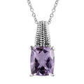 Rose De France Amethyst Pendant Necklace 20 Inches in Stainless Steel 3.90 ctw - Sticky add to cart bar