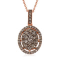 Natural Champagne Diamond Pendant Necklace 18 Inches in 18K Vermeil Rose Gold Over Sterling Silver 1.00 ctw (Del. in 10-12 Days) - Sticky add to cart bar