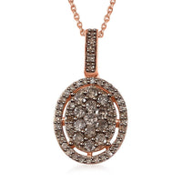 Natural Champagne Diamond Pendant Necklace 18 Inches in 18K Vermeil Rose Gold Over Sterling Silver 1.00 ctw (Del. in 10-12 Days)