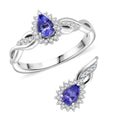 TLV Tanzanite, White Zircon Halo Ring (Size 7) and Pendant in Rhodium Over Sterling Silver 1.35 ctw - Sticky add to cart bar