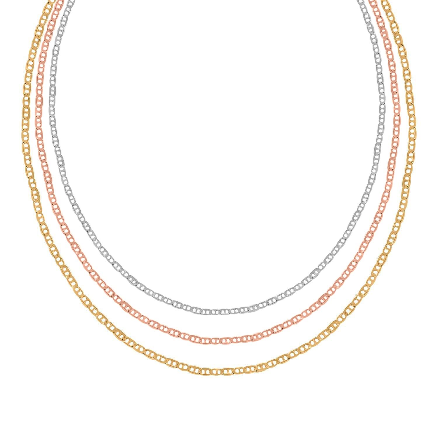 Set of 3, Mariner Chain Necklace in Sterling Silver