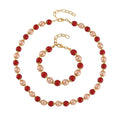 Golden and Silver Shell Pearl Statement Necklace 18-20 Inches and Bracelet (6.5-8.5In) in Goldtone - Sticky add to cart bar