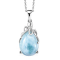 Larimar Octopus Pendant Necklace 20 Inches in Rhodium Over Sterling Silver 10.25 ctw - Sticky add to cart bar