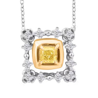 Natural Yellow and White Diamond 0.20 ctw Pendant Necklace in 18K Yellow and White Gold 18 Inches