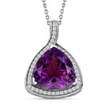 Carving Cut African Amethyst and White Zircon 9.40 ctw Pendant Necklace in Platinum Over Sterling Silver 20 Inches - Sticky add to cart bar