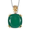 Green Onyx Solitaire Pendant Necklace (20 Inches) in Vermeil YG and Platinum Over Sterling Silver  20.10 ctw - Sticky add to cart bar