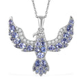 Tanzanite and White Zircon Eagle Pendant Necklace 20 Inches in Rhodium Over Sterling Silver 3.70 ctw - Sticky add to cart bar