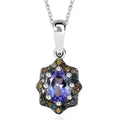 Tanzanite and Multi Gemstone Northern Lights Pendant Necklace 20 Inches in Rhodium Over Sterling Silver 1.15 ctw - Sticky add to cart bar