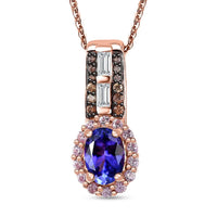 AAA Tanzanite and Multi Gemstone Kephi Pendant Necklace 20 Inches in 18K Vermeil Rose Gold Over Sterling Silver 1.40 ctw