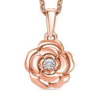 Diamond Accent Pendant Necklace 20 Inches in 14K Rose Gold Over Sterling Silver
