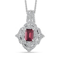 TLV Premium Kagem Zambian Emerald, White Zircon Pendant Necklace (20 Inches) in Platinum Over Sterling Silver 1.75 ctw - Sticky add to cart bar