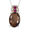 Zawadi Chocolate Sapphire and Orissa Rhodolite Garnet Pendant Necklace 20 Inches in 18K Vermeil YG and Rhodium Over Sterling Silver 8.65 ctw - Sticky add to cart bar