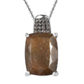 Zawadi Chocolate Sapphire and Champagne Zircon Pendant Necklace 20 Inches in Rhodium Over Sterling Silver 15.75 ctw - Sticky add to cart bar