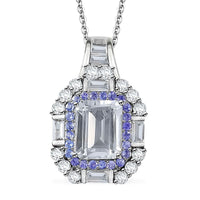 Brazilian Petalite and Multi Gemstone Vintage Glamour Pendant Necklace 20 Inches in Rhodium Over Sterling Silver 5.00 ctw