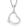 Diamond Accent Heart Pendant in Sterling Silver with Stainless Steel Necklace (20 Inches) - Sticky add to cart bar