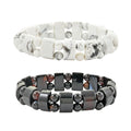 Set of 2 White Howlite and Black Agate Beaded Stretch Bracelet 279.00 ctw - Sticky add to cart bar
