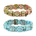 Set of 2 Unakite and Turquoise Beaded Stretch Bracelet 288.00 ctw - Sticky add to cart bar