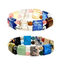 Set of 2 Multi Gemstone Beaded Stretch Bracelet 258.00 ctw