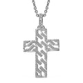 Diamond Accent Cross Pendant in Platinum Bond with Stainless Steel Necklace 20 Inches - Sticky add to cart bar