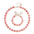 Cherry Quartz 320.00 ctw Beaded Bracelet (6.50-8.00In) and Necklace 18-20 Inches with Eagle Charm in Rosetone - Sticky add to cart bar