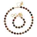 Picasso Jasper 320.00 ctw Beaded Bracelet (6.50-8.00In) and Necklace 18-20 Inches with Dragonfly Charm in Goldtone - Sticky add to cart bar