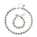 Dalmation Jasper 320.00 ctw Beaded Bracelet (6.50-8.00In) and Necklace 18 Inches with Butterfly Charm in Silvertone - Sticky add to cart bar