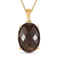 Checkerboard Cut Zawadi Chocolate Sapphire Solitaire Pendant Necklace 20 Inches in 18K Vermeil Yellow Gold Over Sterling Silver 22.65 ctw - Sticky add to cart bar