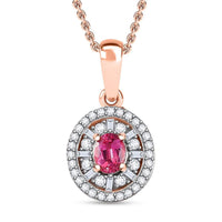 Premium Mahenge Spinel and Diamond Modern Glamour Pendant Necklace 20 Inches in 18K Vermeil Rose Gold Over Sterling Silver 0.65 ctw