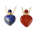 Set of 2, Red Jasper and Lapis Lazuli Perfume Heart Bottle Necklace 22 Inches in ION Plated YG Stainless Steel 16.00 ctw - Sticky add to cart bar