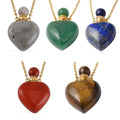 Set of 5, Multi Gemstone Perfume Heart Bottle Necklace 22 Inches in ION Plated Yellow Gold Stainless Steel 40.00 ctw - Sticky add to cart bar
