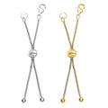 Set of 2, 14K YG and Rhodium Over Sterling Silver 9mm Lobster Lock with 2Inch Each Side Snake Extender Chain and 6mm Adjusting Cat Eye Beads - Sticky add to cart bar
