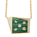 Clarte Geode Collection Malachite and Moissanite Pendant Necklace 18 Inches in Vermeil Yellow Gold Over Sterling Silver 8.30 ctw - Sticky add to cart bar