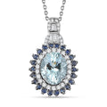 Mangoro Aquamarine and Multi Gemstone 3.40 ctw Oceanic Symphony Pendant Necklace in Rhodium Over Sterling Silver 20 Inches - Sticky add to cart bar