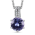 Tanzanite, White Zircon Pendant Necklace (20 Inches) in Rhodium Over Sterling Silver 1.55 ctw - Sticky add to cart bar