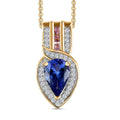 Tanzanite and Multi Gemstone Pendant Necklace 20 Inches in 18K Vermeil Yellow Gold Over Sterling Silver 1.65 ctw - Sticky add to cart bar