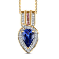 Tanzanite and Multi Gemstone Pendant Necklace 20 Inches in 18K Vermeil Yellow Gold Over Sterling Silver 1.65 ctw