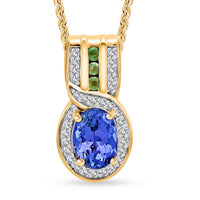 Tanzanite and Multi Gemstone Pendant Necklace 20 Inches in 18K Vermeil Yellow Gold Over Sterling Silver 1.65 ctw