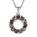 Multi-Tourmaline 1.35 ctw Circle Pendant Necklace in Stainless Steel 20 Inches - Sticky add to cart bar