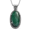 African Malachite 30.75 ctw Solitaire Pendant Necklace in Stainless Steel 20 Inches - Sticky add to cart bar