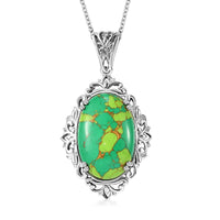 Karis Mojave Green Turquoise Pendant in Platinum Bond with Stainless Steel Necklace (20 Inches) 26.85 ctw