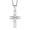 Diamond Accent Cross Pendant in Sterling Silver with Stainless Steel Necklace 20 Inches - Sticky add to cart bar