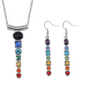 Seven Chakra Color Austrian Crystal Necklace (20-22 Inches) and Earrings in Silvertone - Sticky add to cart bar