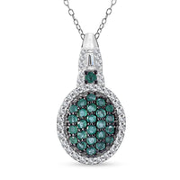 Ceylon Blue Sapphire, Moissanite Pendant Cluster Necklace (20 Inches) in Rhodium Over Sterling Silver 1.35 ctw