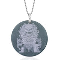 Olmec Jadeite 190.00 ctw Dragon Pendant Necklace in Rhodium Over Sterling Silver 20 Inches - Sticky add to cart bar