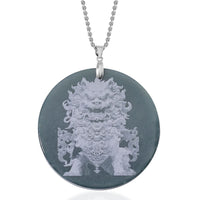 Olmec Jadeite 190.00 ctw Dragon Pendant Necklace in Rhodium Over Sterling Silver 20 Inches