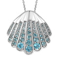 Premium Betroka Blue Apatite 3.00 ctw Sea-Shell Pendant Necklace in Rhodium Over Sterling Silver 20 Inches - Sticky add to cart bar