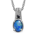Boulder Opal Triplet 1.00 ctw Pendant Necklace 20 Inches in Stainless Steel - Sticky add to cart bar