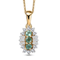Boyaca Colombian Emerald and White Zircon 1.00 ctw Trifecta Brilliance Pendant Necklace in 18K Vermeil Yellow Gold Over Sterling Silver 20 Inches - Sticky add to cart bar
