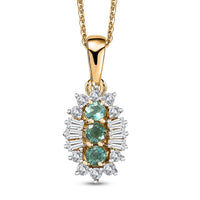 Boyaca Colombian Emerald and White Zircon 1.00 ctw Trifecta Brilliance Pendant Necklace in 18K Vermeil Yellow Gold Over Sterling Silver 20 Inches