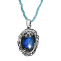 Malagasy Labradorite Pendant with Apatite Beaded Necklace 106.00 ctw in Rhodium Over Sterling Silver 20 Inches - Sticky add to cart bar